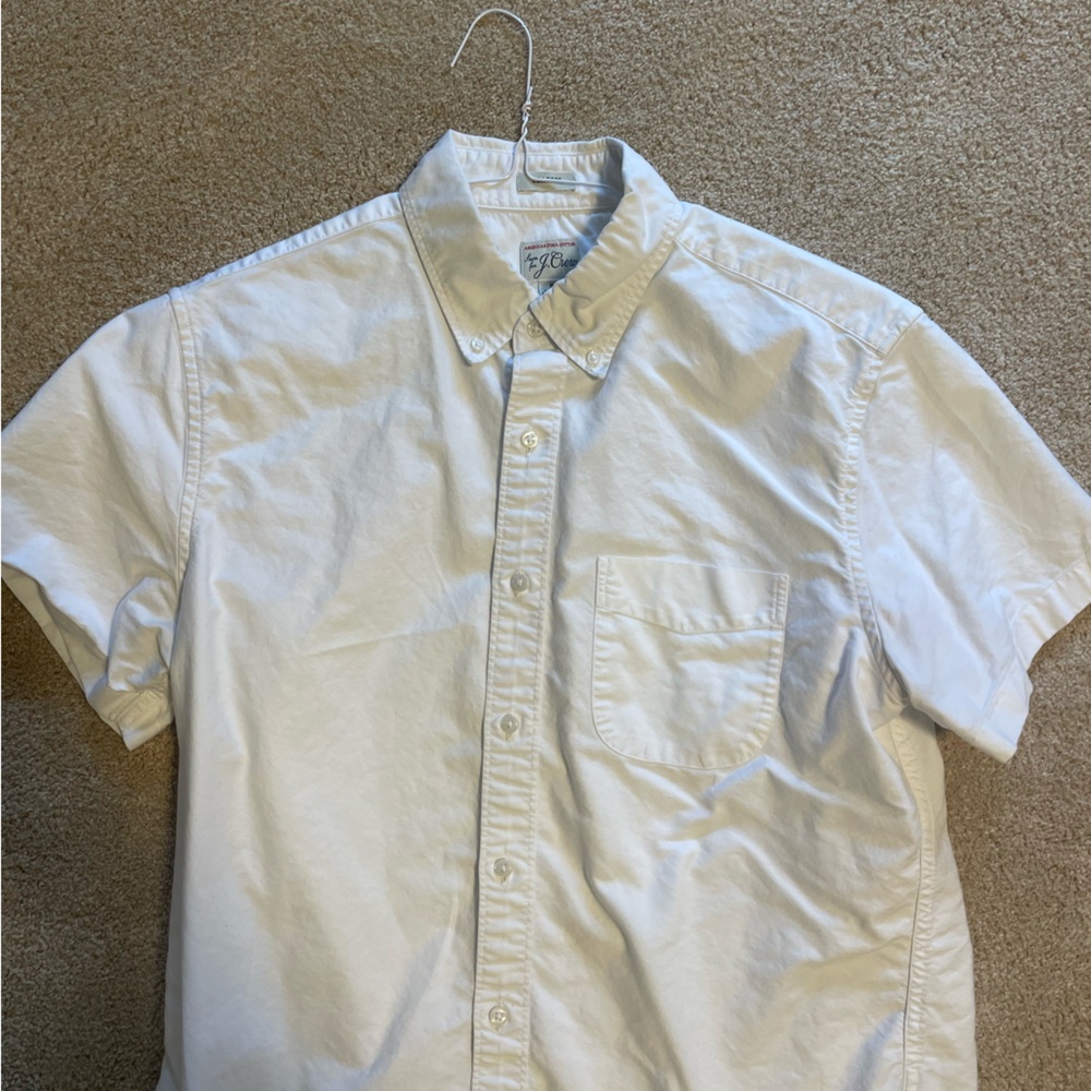J. Crew White Oxford Cloth Short Sleeve Button Down